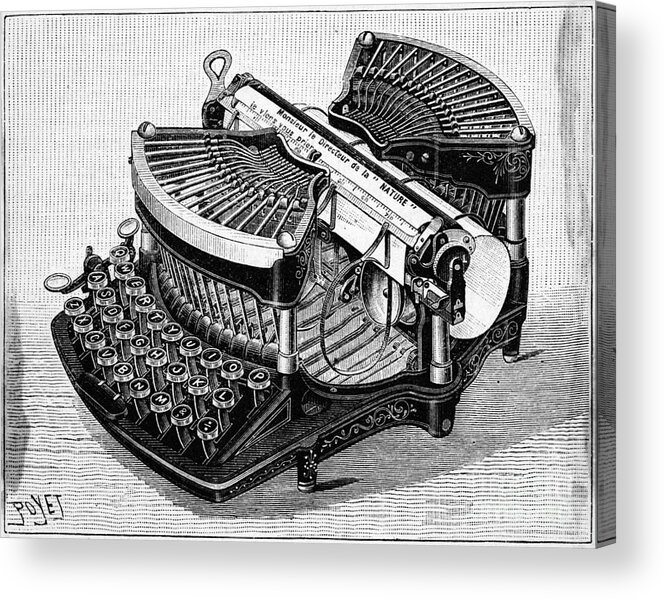 Engraving Acrylic Print featuring the photograph Engraving Of The Williams Typewriter by Bettmann