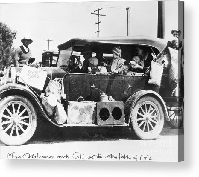 Dust Acrylic Print featuring the photograph Family Packed In Car, On Way To The West by Bettmann
