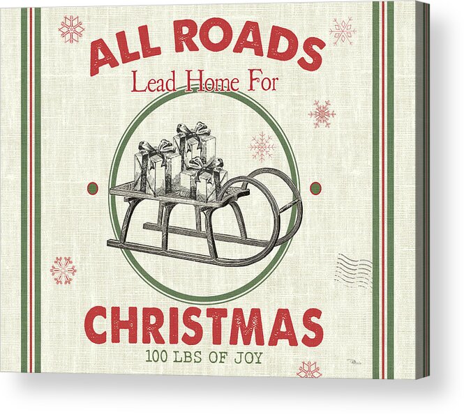 All Roads Lead Home For Christmas Acrylic Print featuring the painting Farmhouse Holiday II V2 by Pela Studio