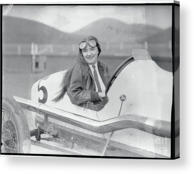 People Acrylic Print featuring the photograph Female Race Driver Posing In Her Car by Bettmann