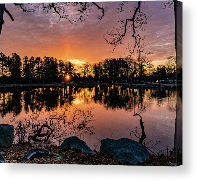 Red Morning Acrylic Print featuring the photograph Fire on the Water by William Bretton