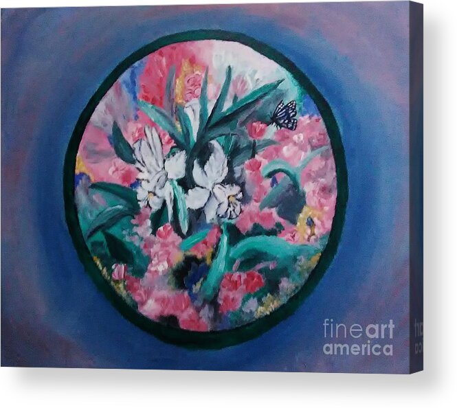 Flowers Acrylic Print featuring the painting Floral Circle by Christy Saunders Church