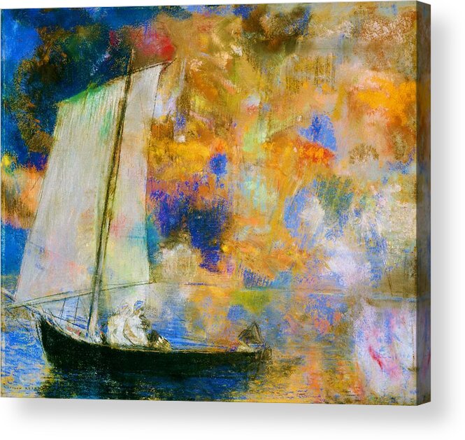 Odilon Redon Acrylic Print featuring the painting Flower Clouds - Digital Remastered Edition by Odilon Redon