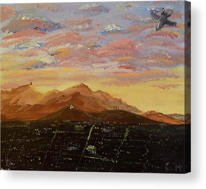 Tucson Acrylic Print featuring the painting Flying over Tucson by Chance Kafka
