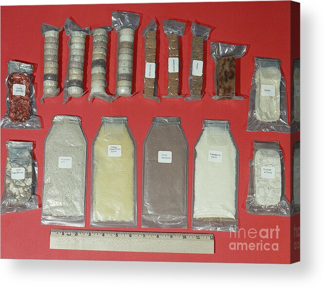 Mercury Acrylic Print featuring the photograph Food Packets Used By Mercury Program Astronauts by Nasa/science Photo Library