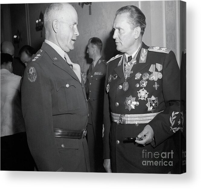 Mature Adult Acrylic Print featuring the photograph General John C.h. Lee With Marshal by Bettmann