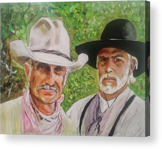 Cowboys Acrylic Print featuring the painting Gus and Woodrow by Mike Benton