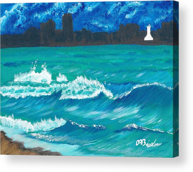 Wave Acrylic Print featuring the painting Hamilton Beach by David Bigelow