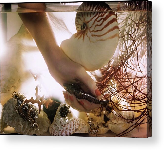 #new2022vogue Acrylic Print featuring the photograph Hand In A Fishtank Filled With Jewelry by John Rawlings