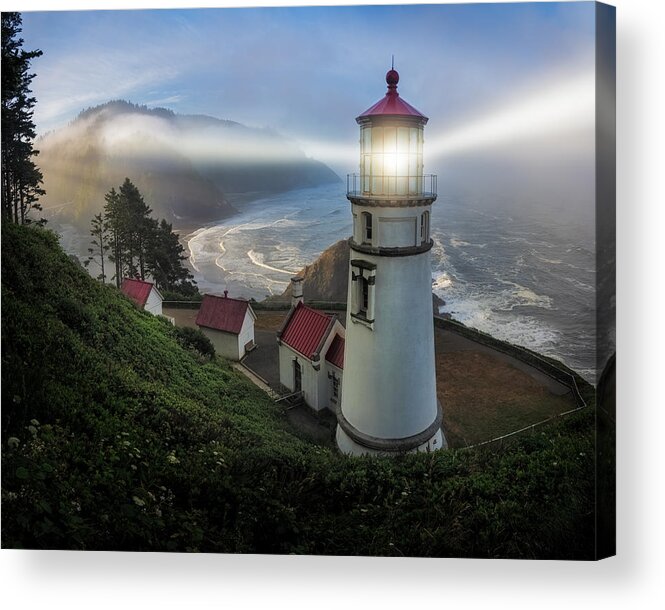 Lighthouse Acrylic Print featuring the photograph Heceta Head Lighthouse by Ron Langager