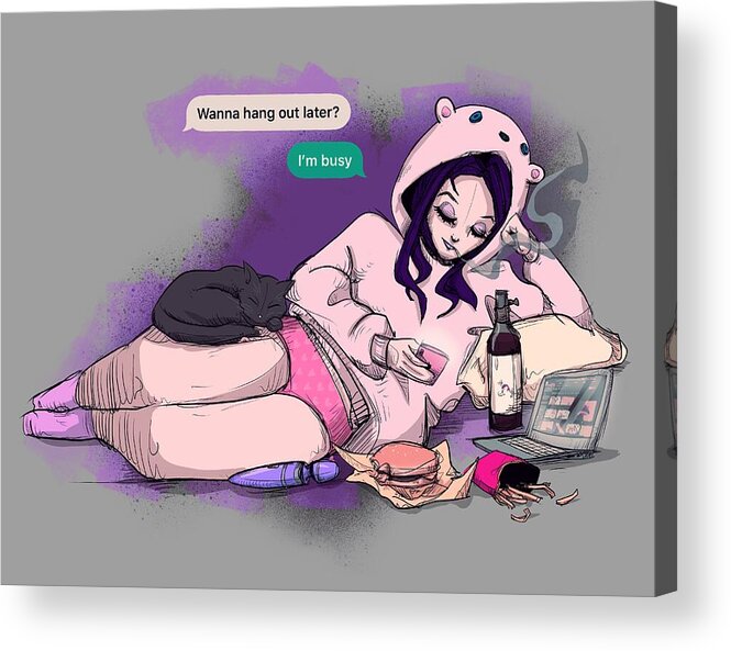 Busy Acrylic Print featuring the drawing I'm Busy by Ludwig Van Bacon