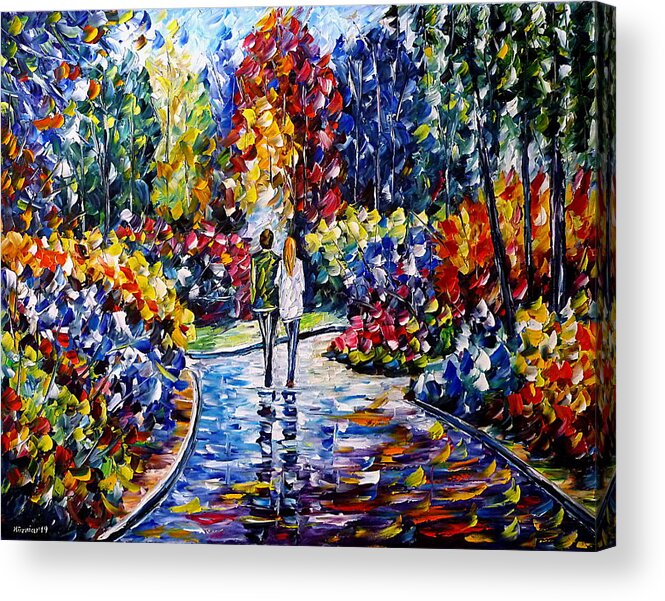 Landscape Painting Acrylic Print featuring the painting In The Garden by Mirek Kuzniar
