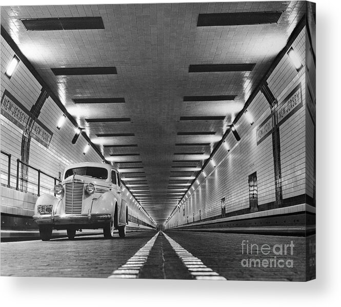 1930-1939 Acrylic Print featuring the photograph Interior Of The Lincoln Tunnel by Bettmann