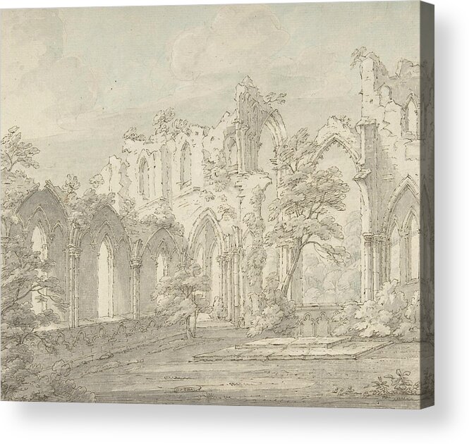18th Century Art Acrylic Print featuring the drawing Interior view of Fountains Abbey, Yorkshire by Thomas Sunderland