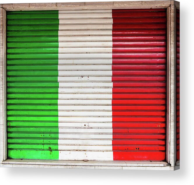 Stained Acrylic Print featuring the photograph Italian Flag by Deimagine