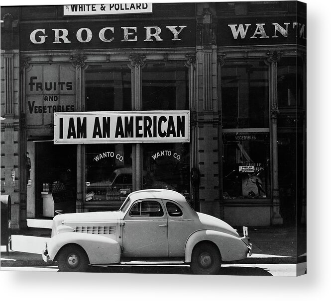 Japanese American Shop Owner Oakland, California Hopes To Avoid Internment After Bombing Of Pearl 1942 Acrylic Print by Dorothea Lange