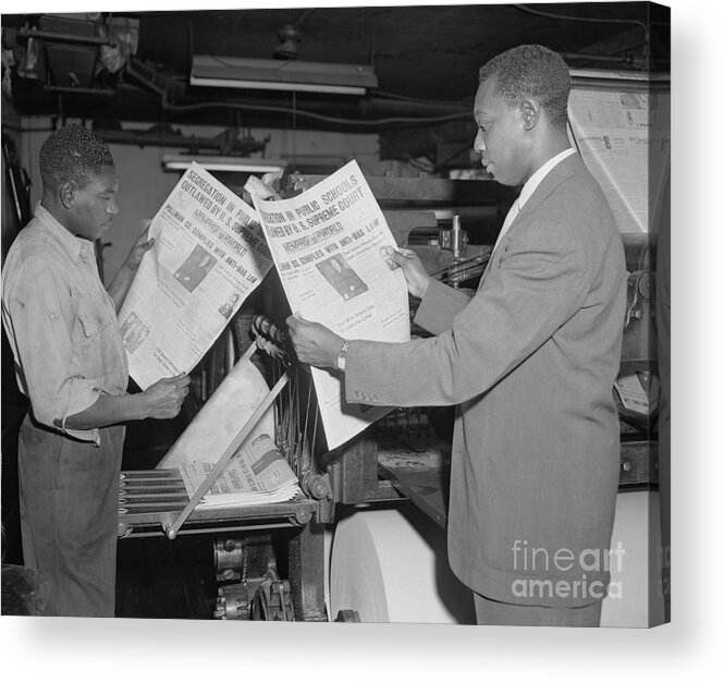 Atlanta Acrylic Print featuring the photograph Journalists Reading Newspapers by Bettmann