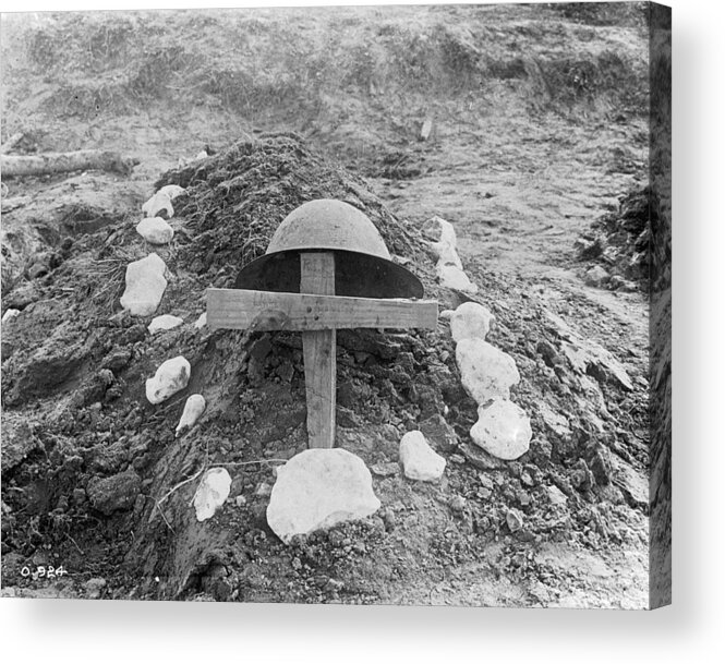 Sports Helmet Acrylic Print featuring the photograph Killed In Action by Hulton Archive