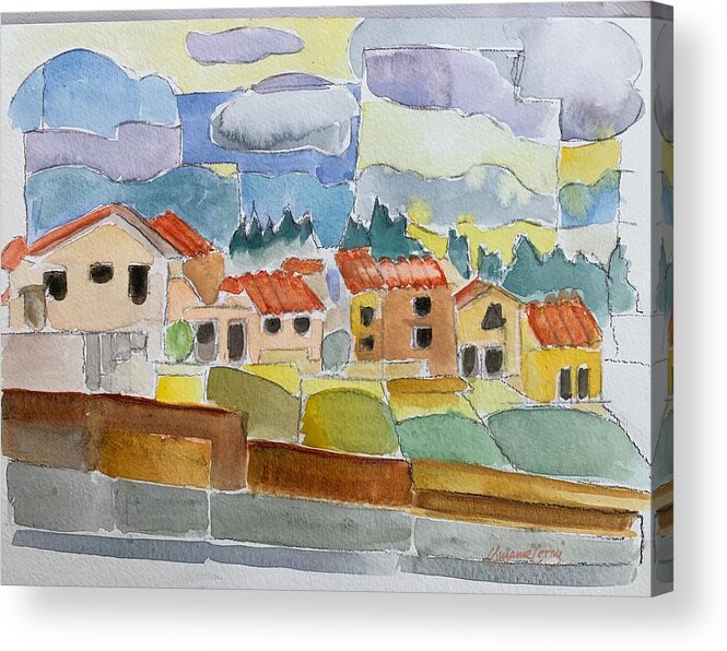 Houses Acrylic Print featuring the painting Laguna del Sol Sky Design by Suzanne Giuriati Cerny