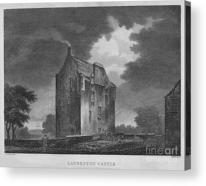 Engraving Acrylic Print featuring the drawing Laureston Castle, 1804 by Print Collector