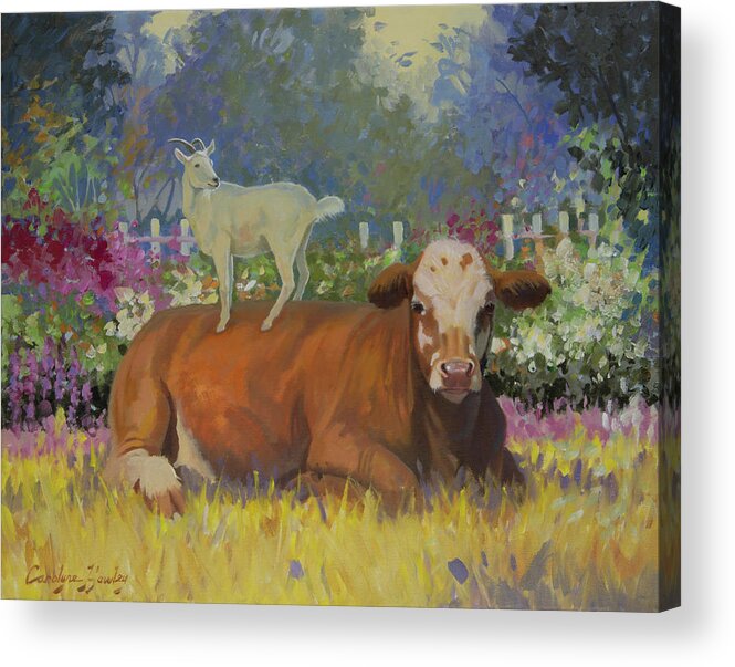 Farm Animals Acrylic Print featuring the painting Life is Good by Carolyne Hawley