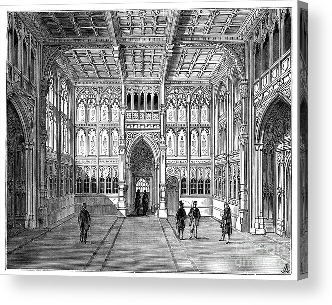 Gothic Style Acrylic Print featuring the drawing Lobby Of The Houses Of Commons, London by Print Collector