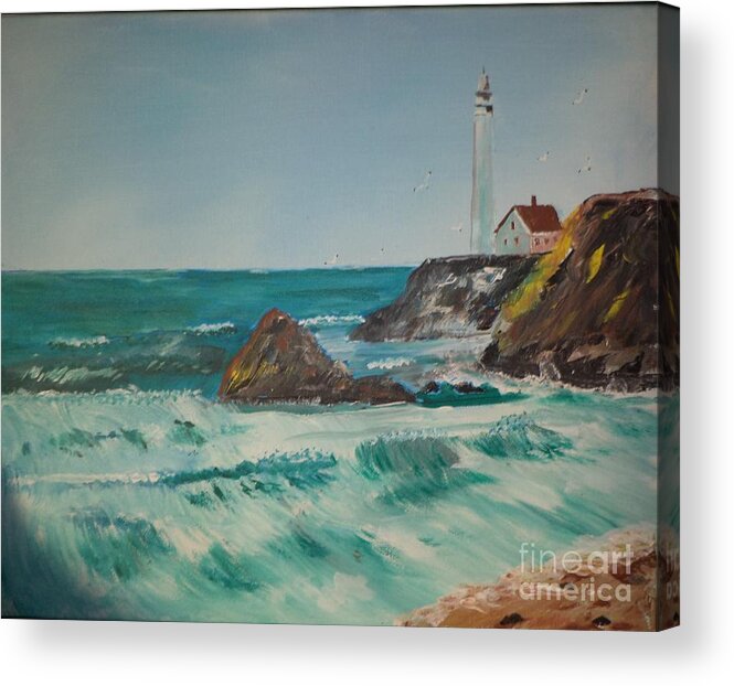 Lighthouse Acrylic Print featuring the painting Look Out # 42 by Donald Northup
