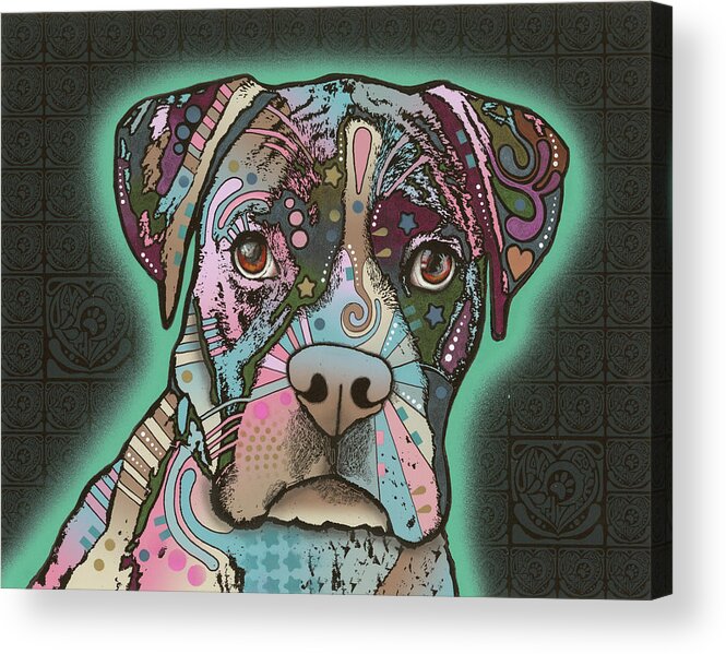 Love Thy Boxer Acrylic Print featuring the mixed media Love Thy Boxer by Dean Russo- Exclusive