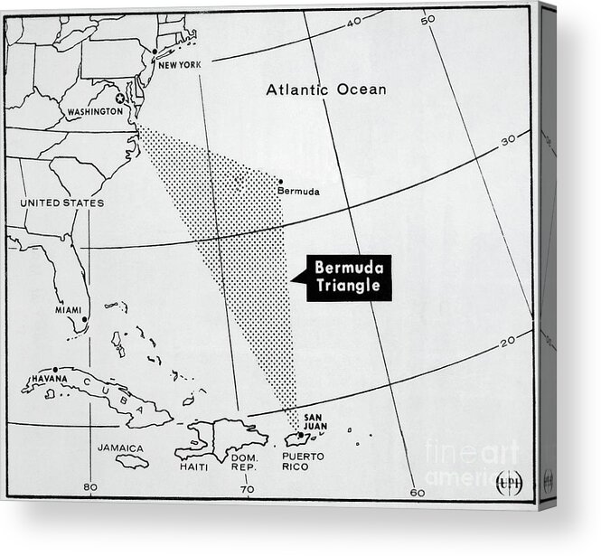Spooky Acrylic Print featuring the photograph Map Of Bermuda Triangle by Bettmann
