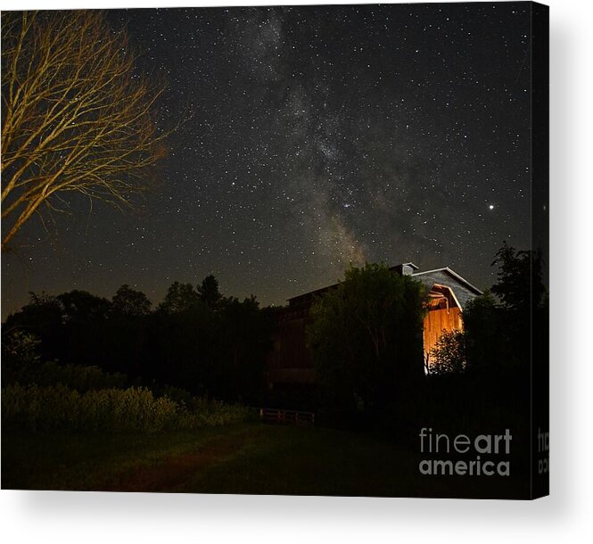 Milky Way Acrylic Print featuring the photograph Milky Way and the Covered Bridge by Steve Brown