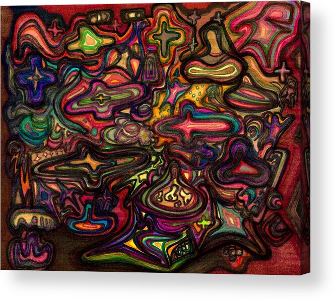 Abstract Acrylic Print featuring the drawing Corruption by Diane Morrison
