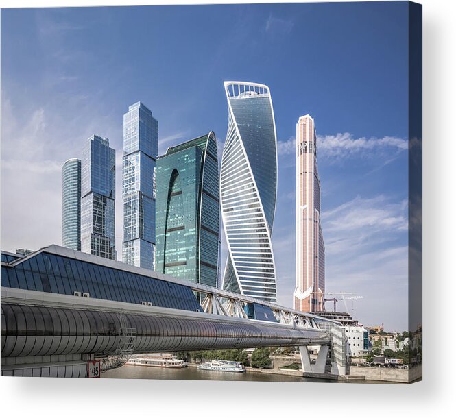 Downtown District Acrylic Print featuring the photograph Modern Skyscrapers In Moscow by Yongyuan Dai