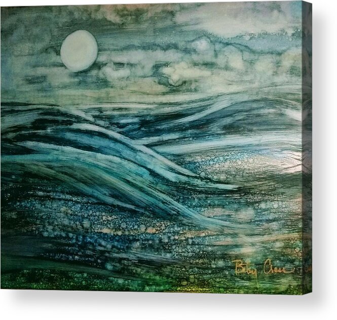 Wall Art Acrylic Print featuring the painting Moonlit Storm by Betsy Carlson Cross