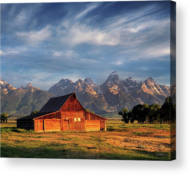 Altitude Acrylic Print featuring the photograph Moulton Barn Morning Light by Leland D Howard