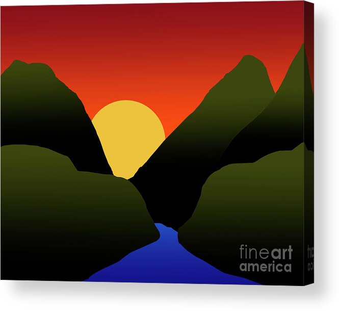 Mountains Acrylic Print featuring the digital art Mountain Sunset by Kirt Tisdale