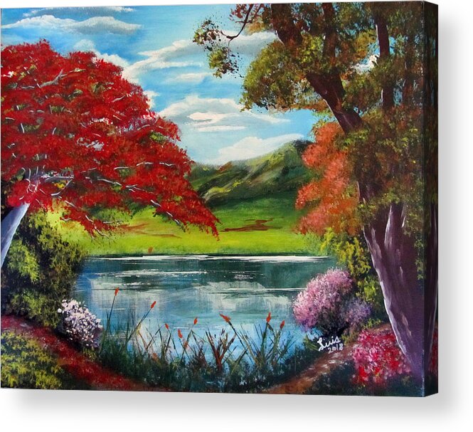 Flamboyant Acrylic Print featuring the painting Nature's Colors by Luis F Rodriguez