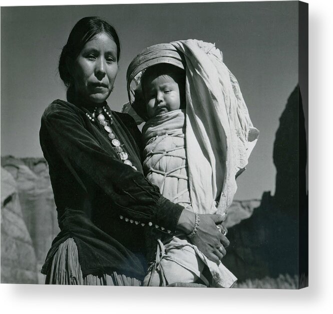 People Acrylic Print featuring the photograph Navajo Woman And Infant, Canyon De by Archive Photos