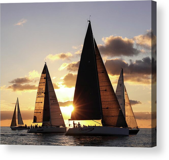 Sail Acrylic Print featuring the photograph Neck and Neck by Bari Rhys