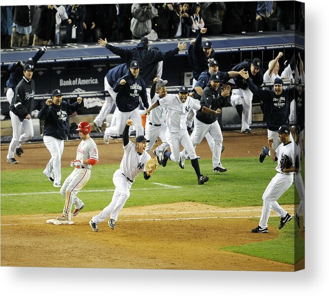 American League Baseball Acrylic Print featuring the photograph New York Yankees Mark Teixeira Makes by New York Daily News Archive