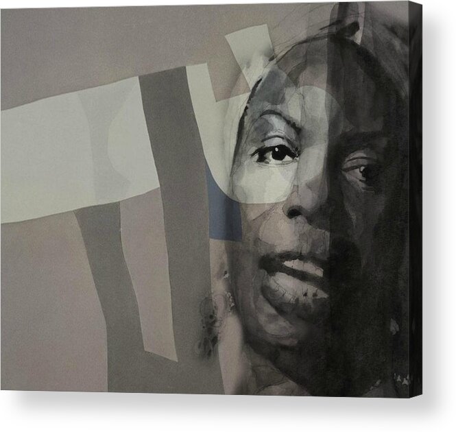 Nina Simone Acrylic Print featuring the mixed media Nina Simone _ Retro by Paul Lovering