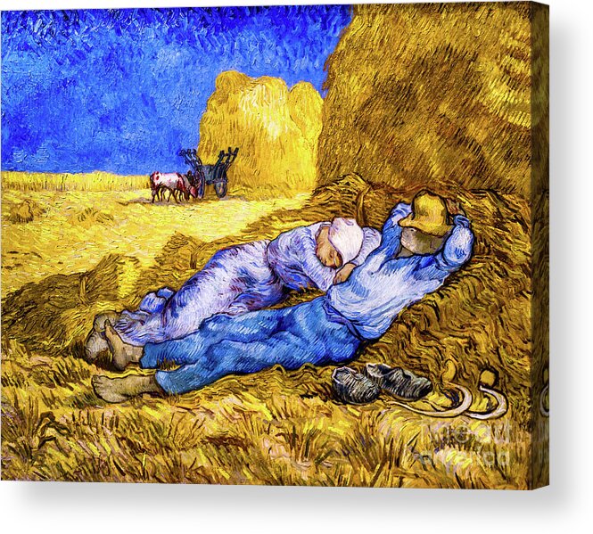 Noon Rest From Work Acrylic Print featuring the painting Noon - Rest from Work by Van Gogh by Vincent Van Gogh