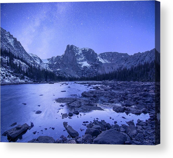 Rocky Mountain National Park Acrylic Print featuring the photograph Notchtop Mountain Stars by Aaron Spong