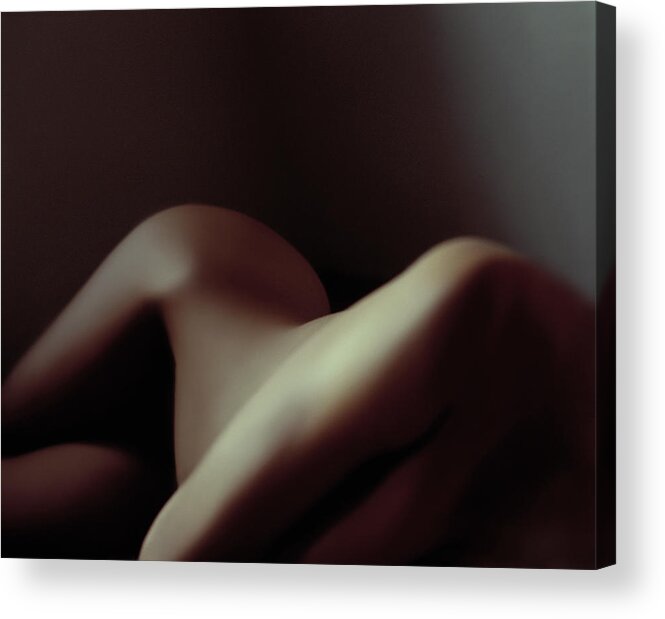 Torso Acrylic Print featuring the photograph Nude Woman In Partial Shadow by Jupiterimages
