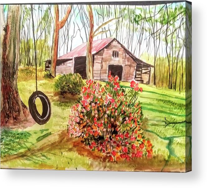 Farm Life Acrylic Print featuring the painting Old Family Barn by Mike Benton