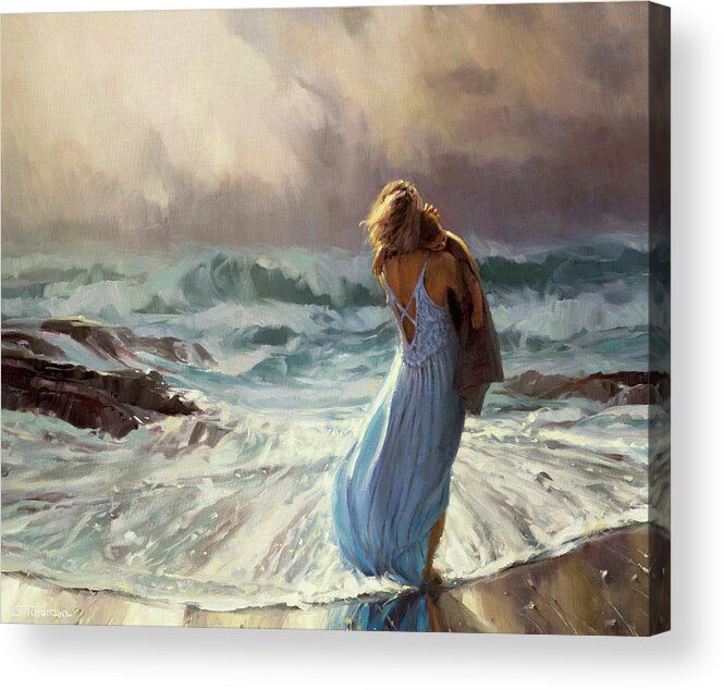 Ocean Acrylic Print featuring the painting On Watch by Steve Henderson