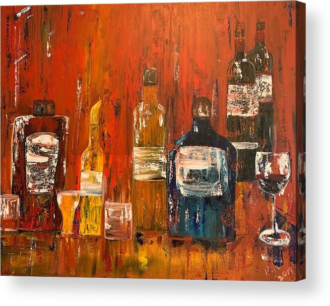 Wine Acrylic Print featuring the painting Open Bar by Raji Musinipally