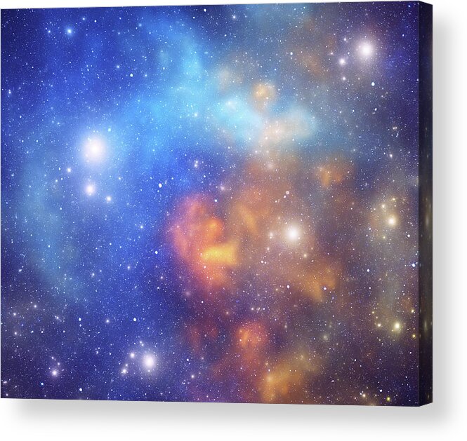 Orange Color Acrylic Print featuring the photograph Orange And Blue Nebula by Sololos