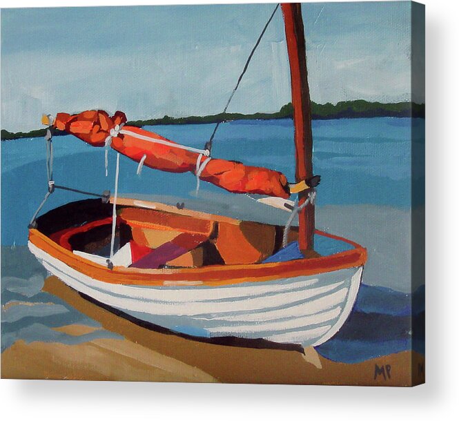 Boat Acrylic Print featuring the painting Orange Sail by Melinda Patrick