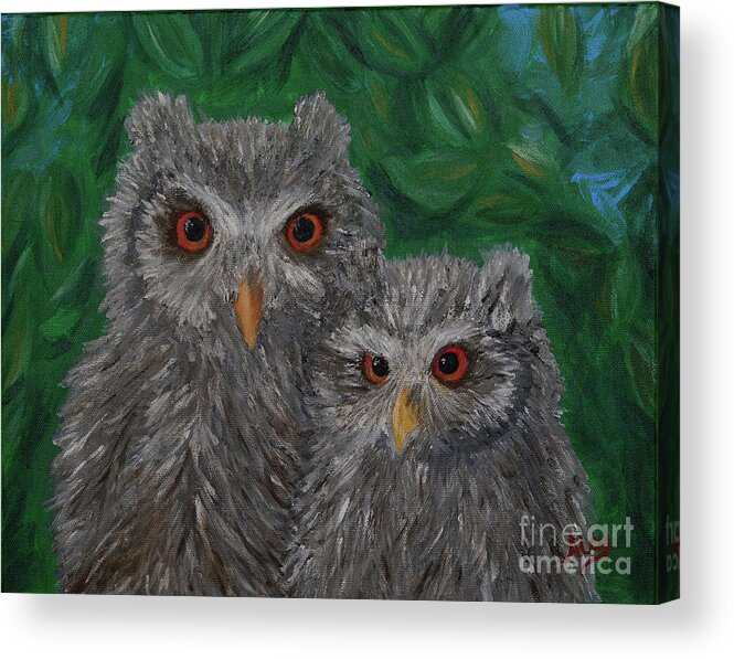 Owls Acrylic Print featuring the painting Owls Eyes by Aicy Karbstein