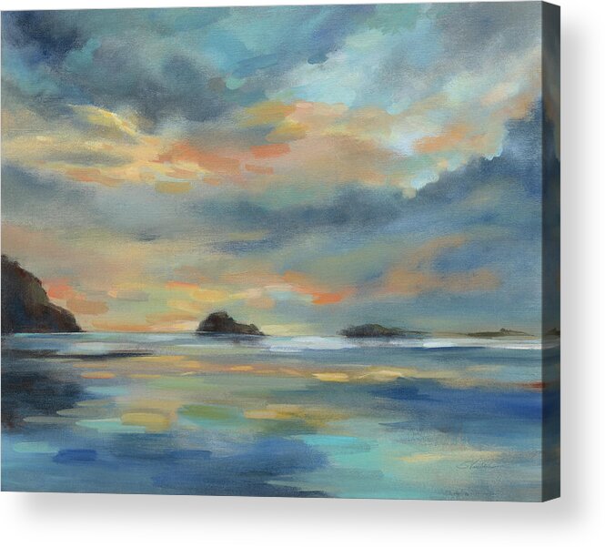 Aqua Acrylic Print featuring the painting Pacific Sunset by Silvia Vassileva